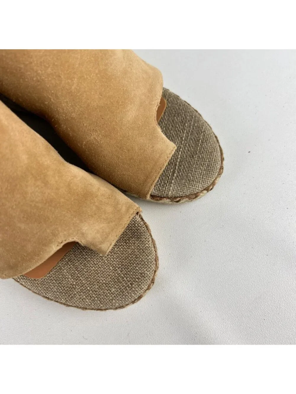 Vince Womens Sutherland Jute Wedge Sandals Brown Tan Suede Leather size 6M